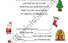 All I Want For Christmas Is You (Easy, For Kids) - Esl Worksheet inside All I Want For Christmas Worksheets