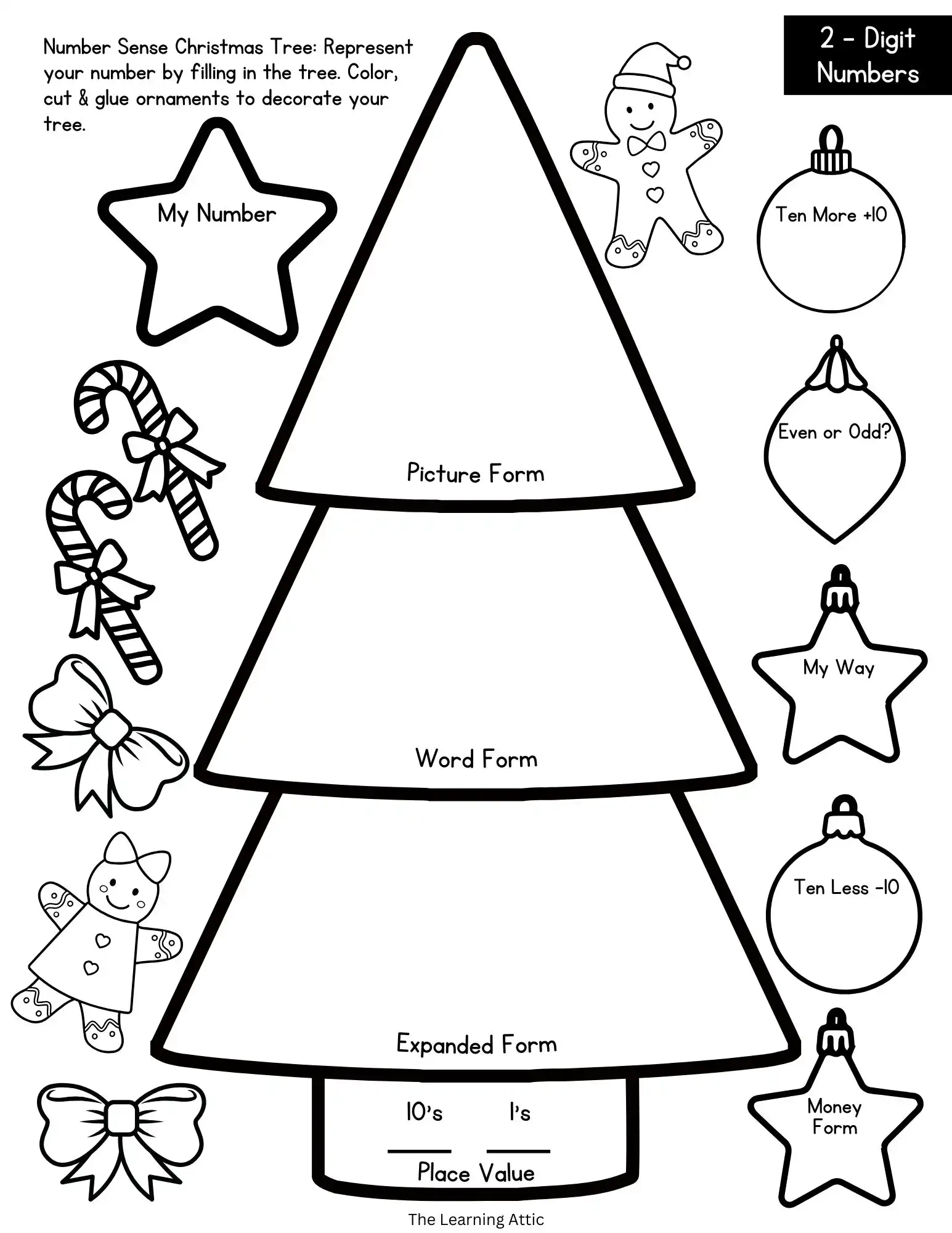 Build-A-Christmas Tree Number Sense - Learning Attic within Place Value Christmas Worksheets