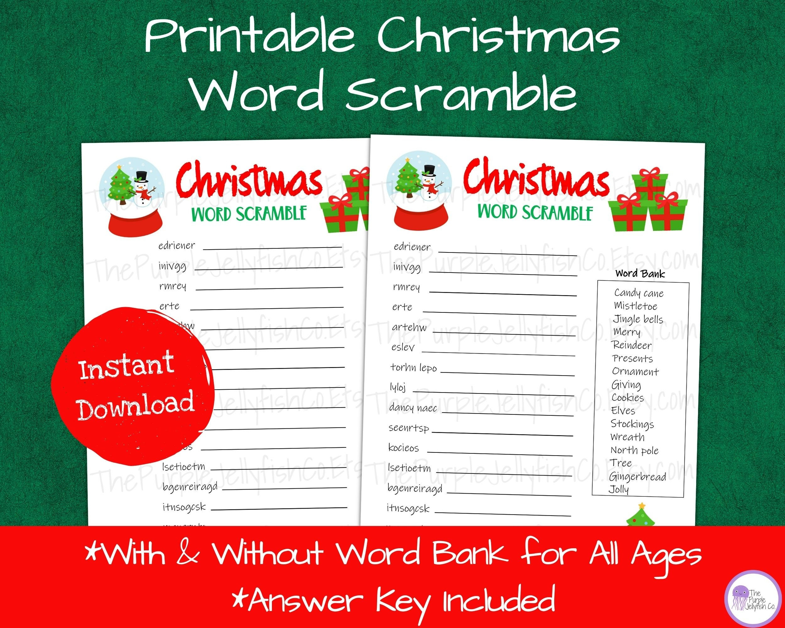 Buy Christmas Word Scramble, Christmas Activity For Kids Printable within Scrambled Christmas Super Teacher Worksheets
