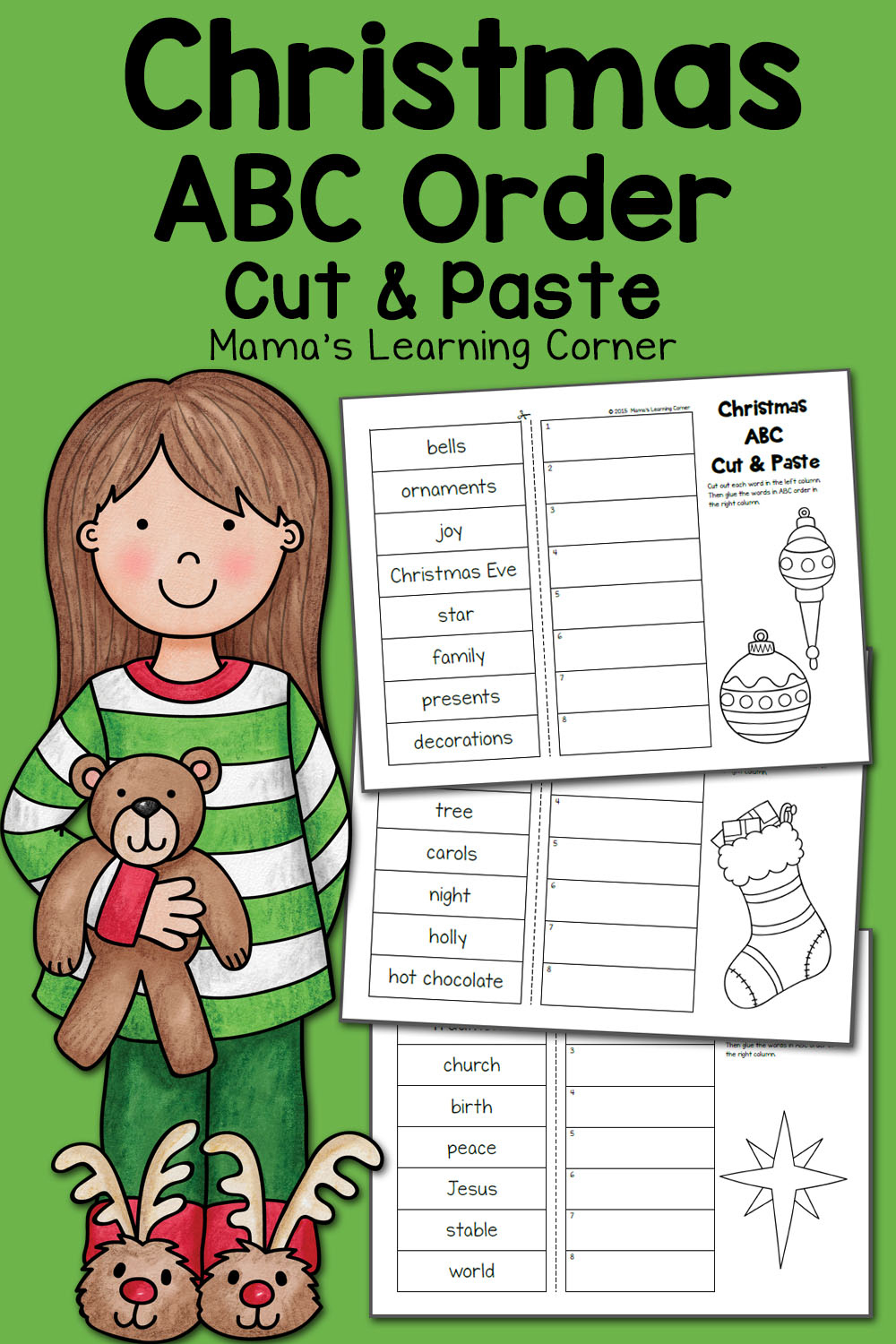 Christmas Abc Order Worksheets: Cut And Paste! - Mamas Learning Corner intended for Christmas Words Alphabetical Order Worksheets