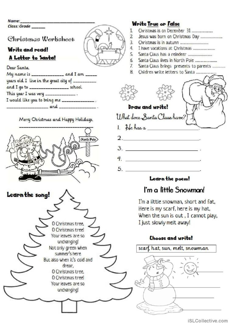Christmas Activities: English Esl Worksheets Pdf &amp;amp; Doc for Esl Christmas Worksheets Adults
