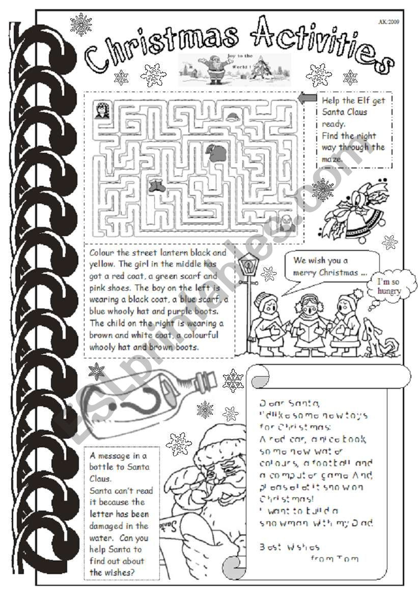 Christmas Activities - Esl Worksheetmarylin throughout Esl Christmas Adults Worksheets
