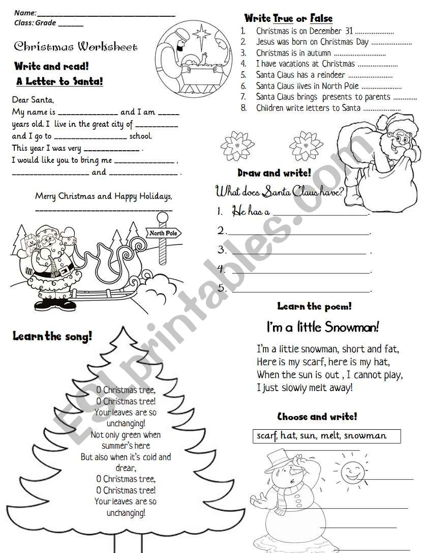 Christmas Activity Worksheet - Esl Worksheetlucia13 for What Christmas Means To Me Worksheets