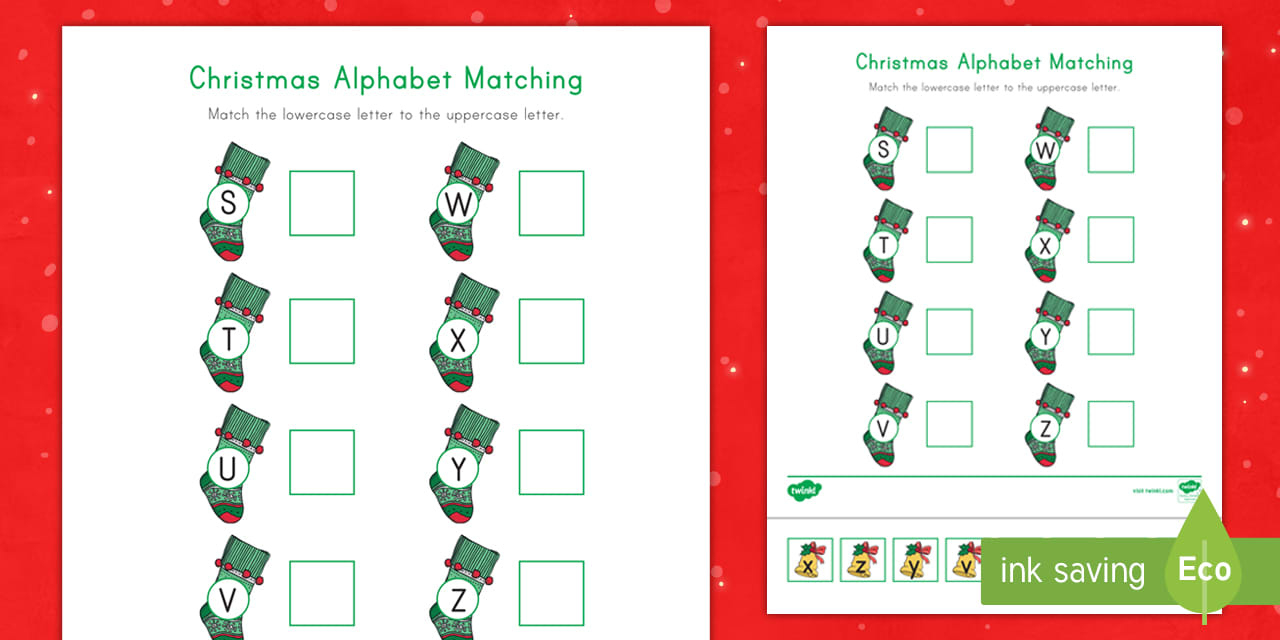 Christmas Alphabet Matching Worksheet: Letters S-Z within Christmas Letter Matching Worksheets