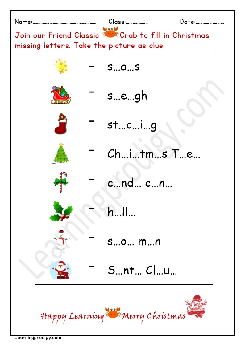Christmas Archives - Worksheet.learningprodigy inside Christmas Missing Letter Worksheets