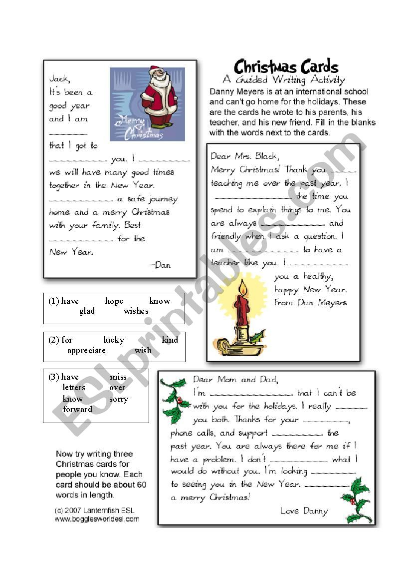 Christmas Card Cloze - Esl Worksheetiris1212 with regard to Christmas Cloze Worksheets Answers