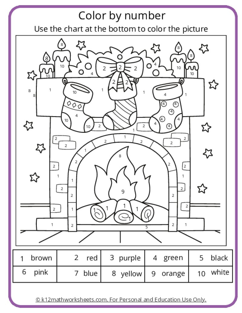 Christmas Colornumber Pages in Christmas Math Coloring Worksheets 3rd Grade