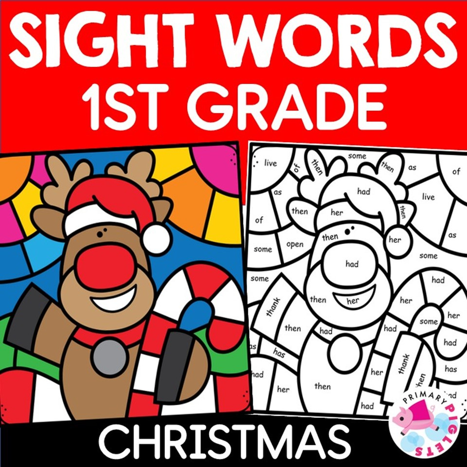Christmas Colorsight Words First Grade | Madeteachers in Christmas Color by Word Worksheets