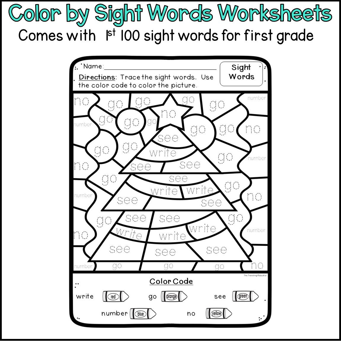 Christmas Colorsight Words For First Grade - Christmas with Christmas Color by Word Worksheets