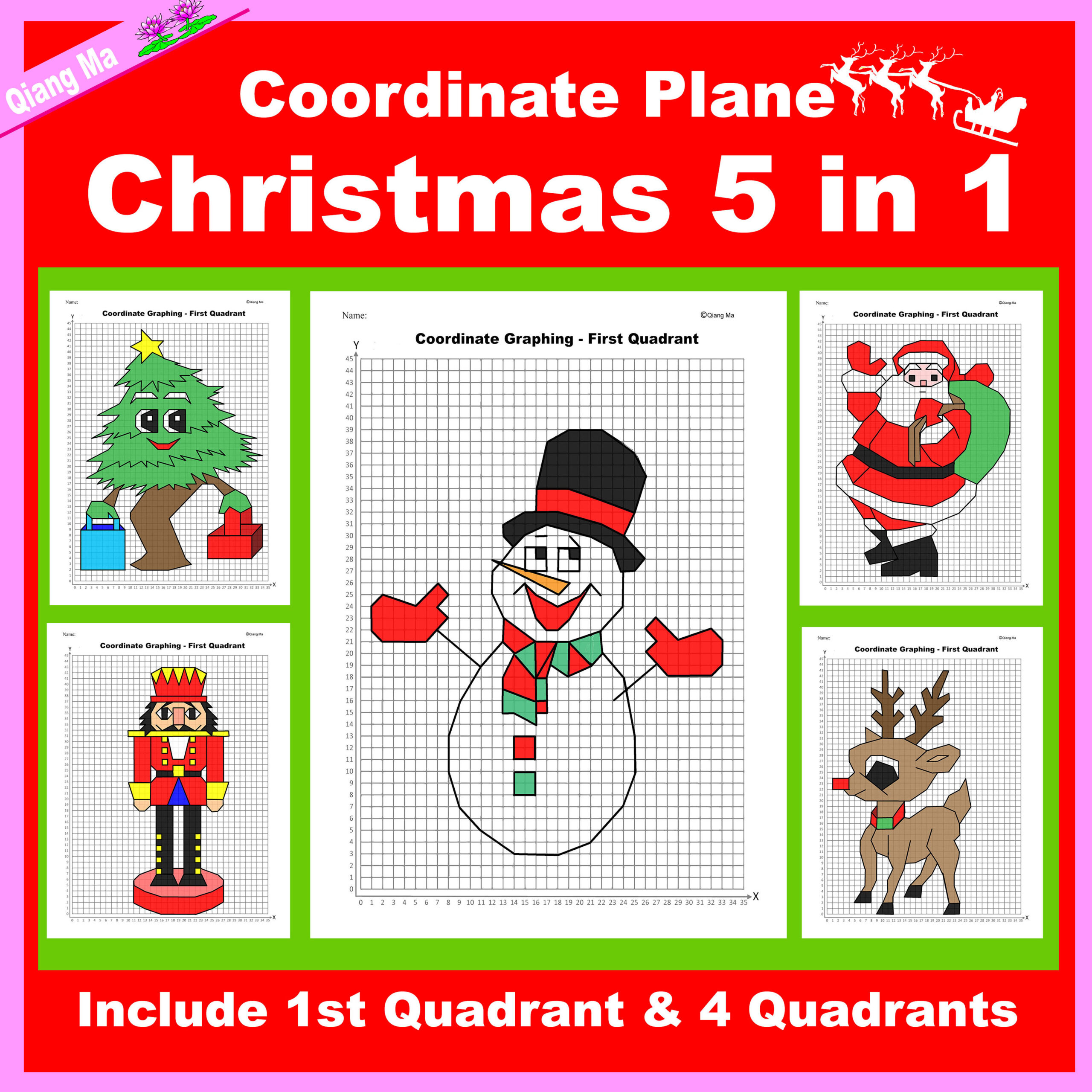 Christmas Coordinate Plane Graphing Picture: Christmas Bundle 5 In throughout Christmas Coordinate Plane Worksheets