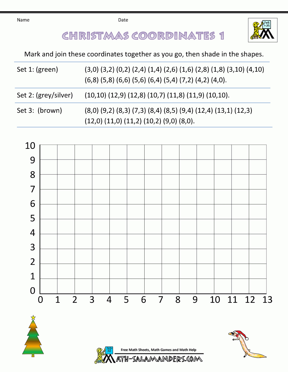 Christmas Coordinates Lessons, Worksheets And Activities within Free Printable Christmas Coordinates Worksheets