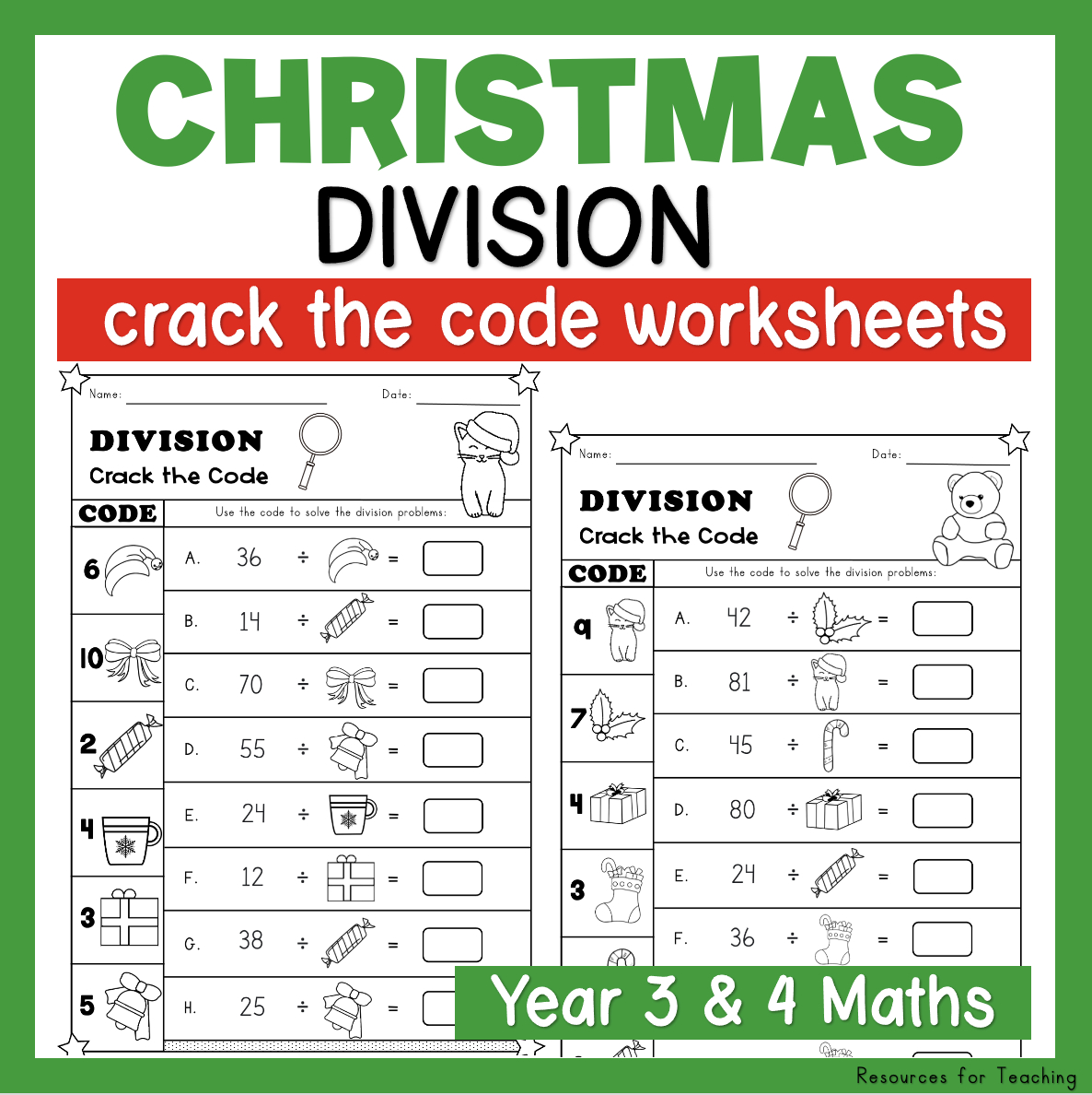 Christmas Crack The Code: Division Worksheets | Resources For regarding Christmas Crack The Code Worksheets