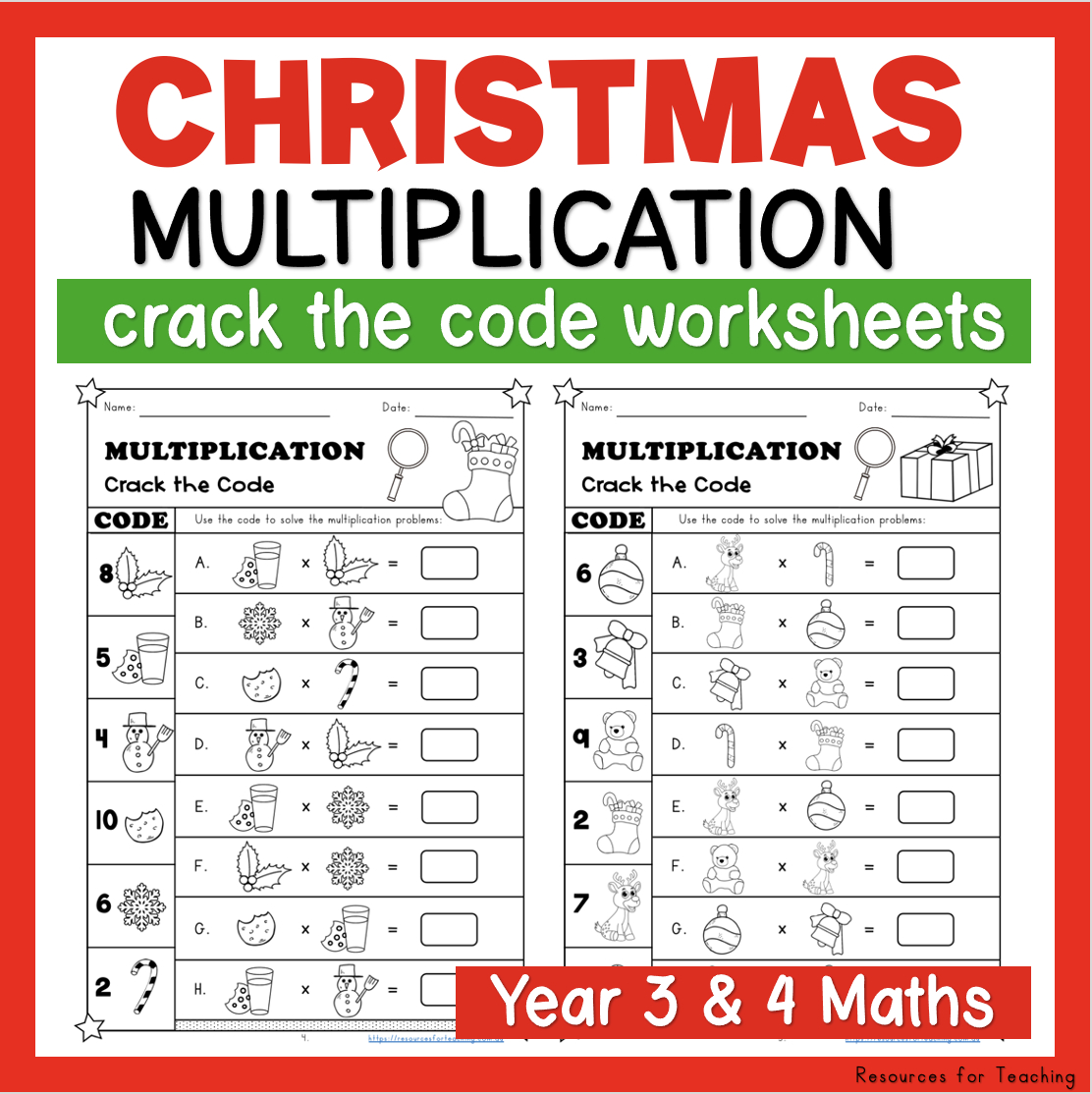 Christmas Crack The Code: Multiplication Worksheets | Resources pertaining to Crack The Code Christmas Worksheets