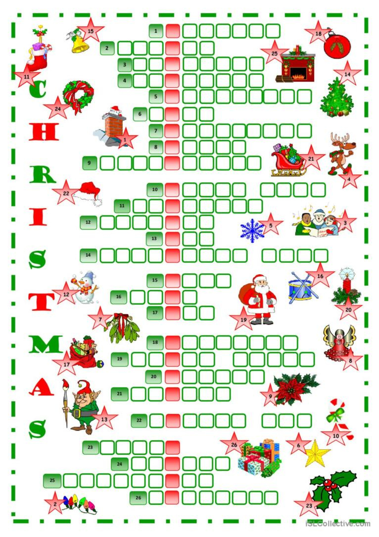 Christmas Crossword Crossword: English Esl Worksheets Pdf &amp;amp; Doc for Christmas Crossword Worksheets