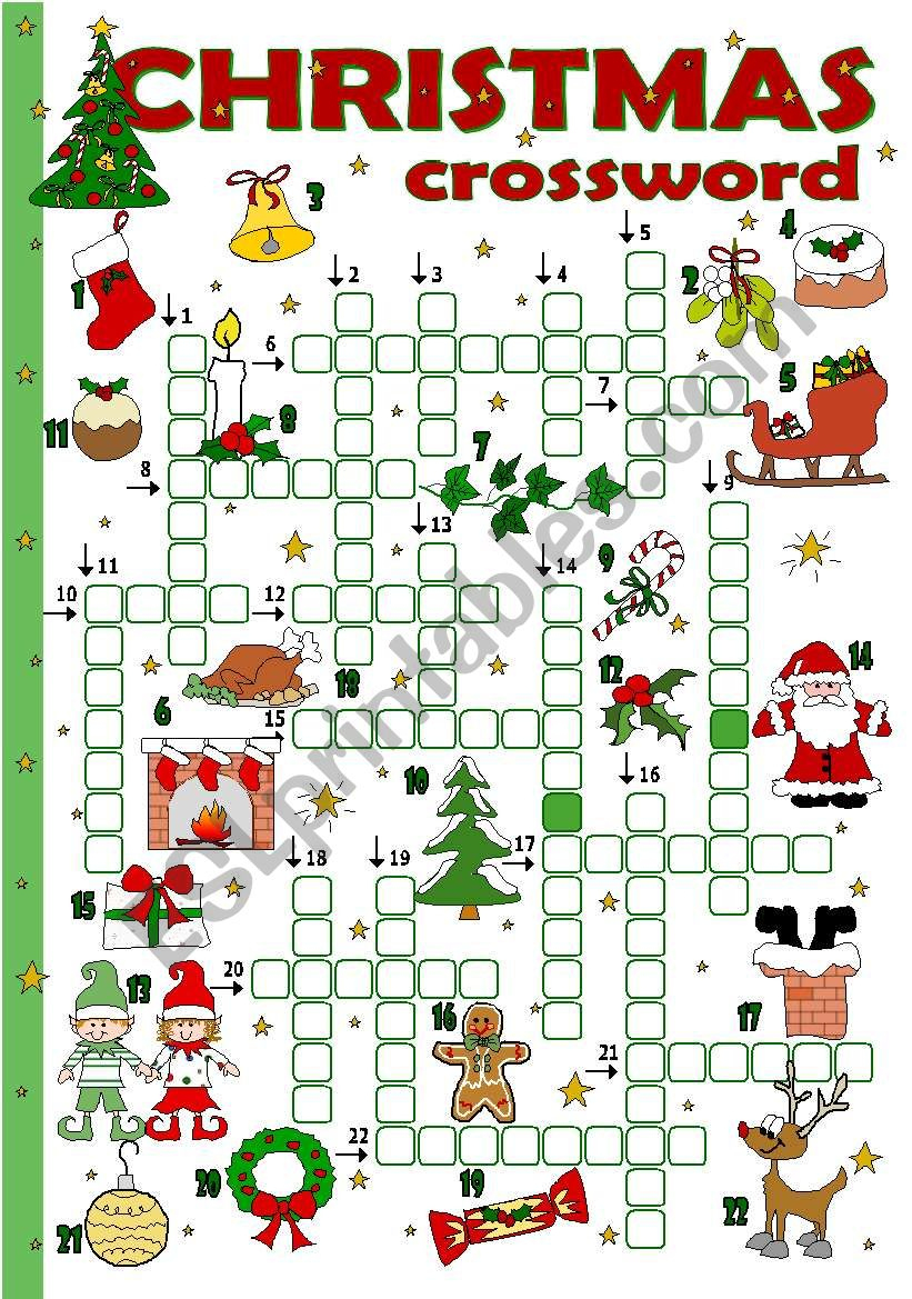 Christmas Crossword - Esl Worksheettecus inside Christmas Crossword Puzzle Worksheets