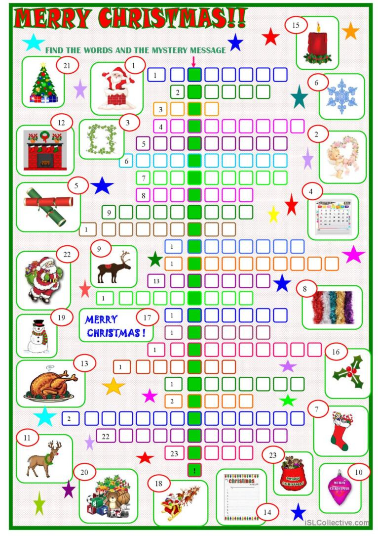 Christmas : Crossword Puzzle With A…: English Esl Worksheets Pdf &amp;amp; Doc for Christmas Crossword Puzzle Worksheets Answer Key