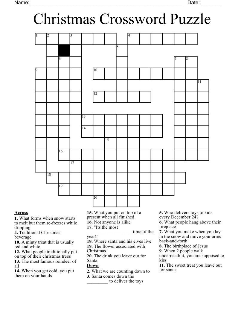 Christmas Crossword Puzzle - Wordmint in Christmas Crossword Puzzle Worksheets Answers