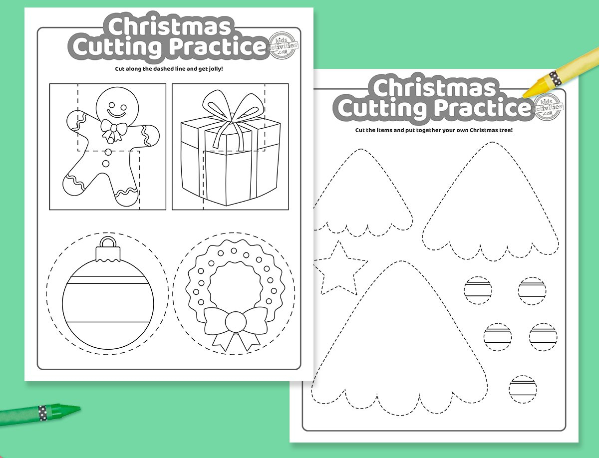 Christmas Cutting Practice Coloring Pages For Kids! Kids throughout Free Christmas Cutting Worksheets