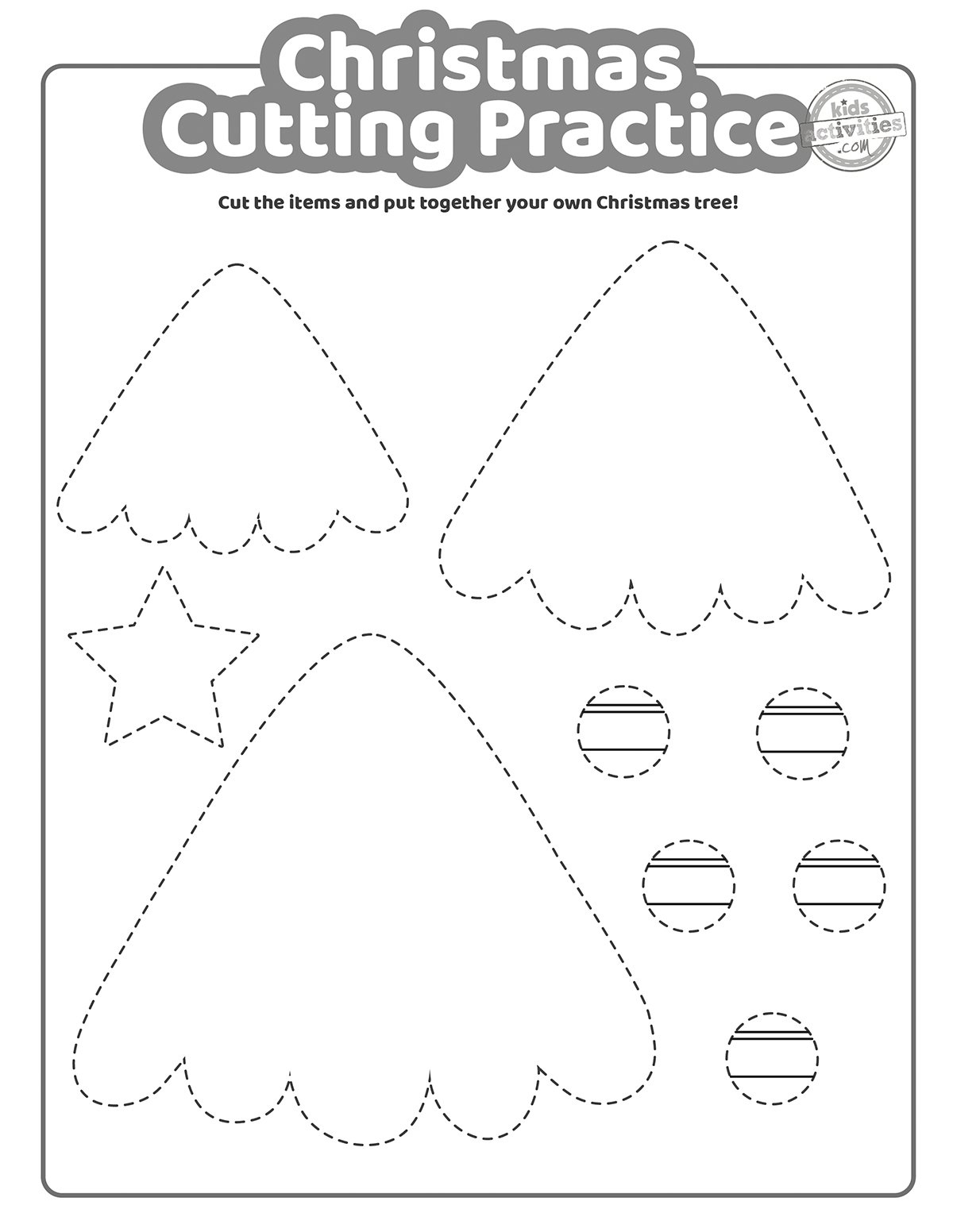 Christmas Cutting Practice Coloring Pages For Kids! Kids throughout Free Christmas Cutting Worksheets