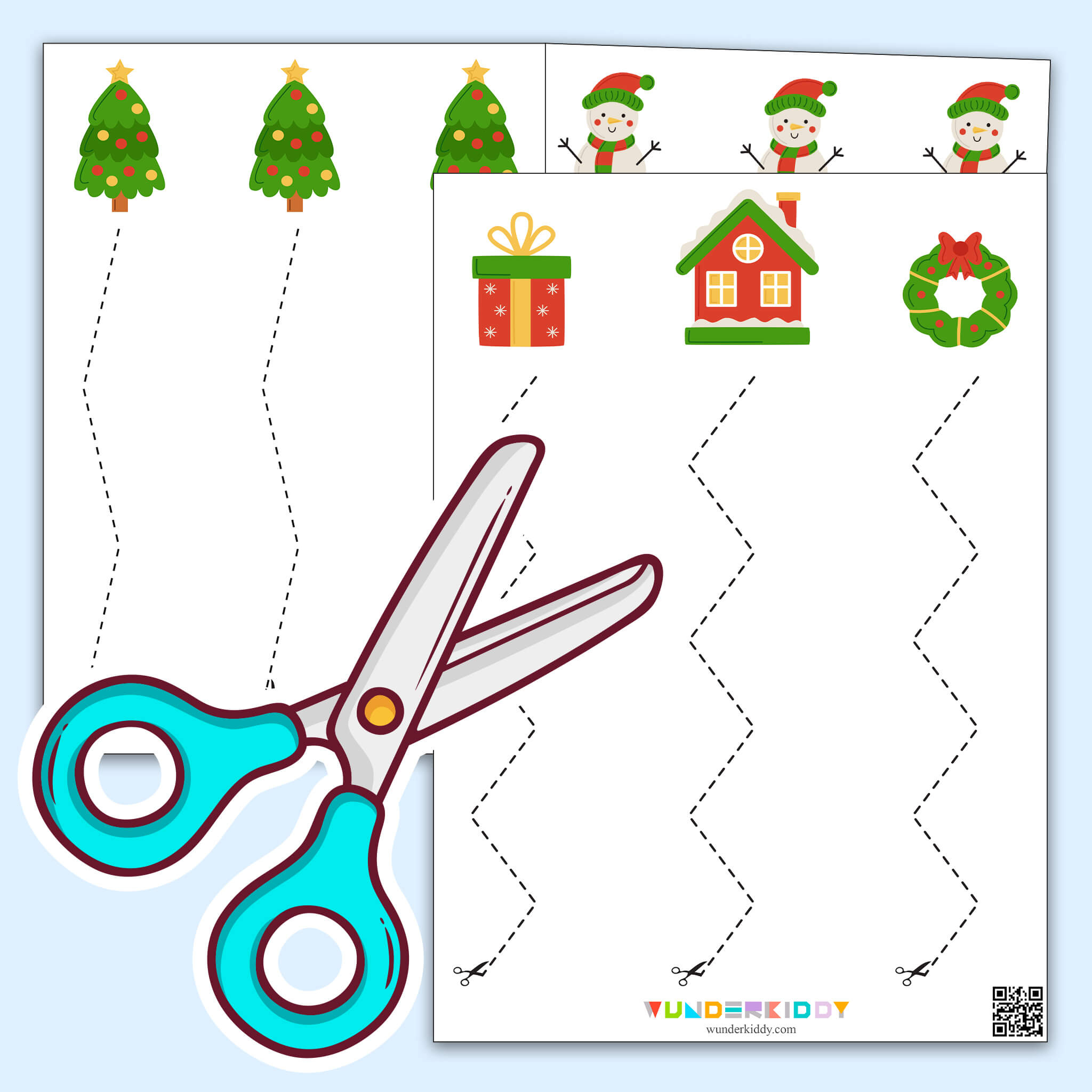 Christmas Cutting Templates Printable Pdf in Free Christmas Cutting Worksheets