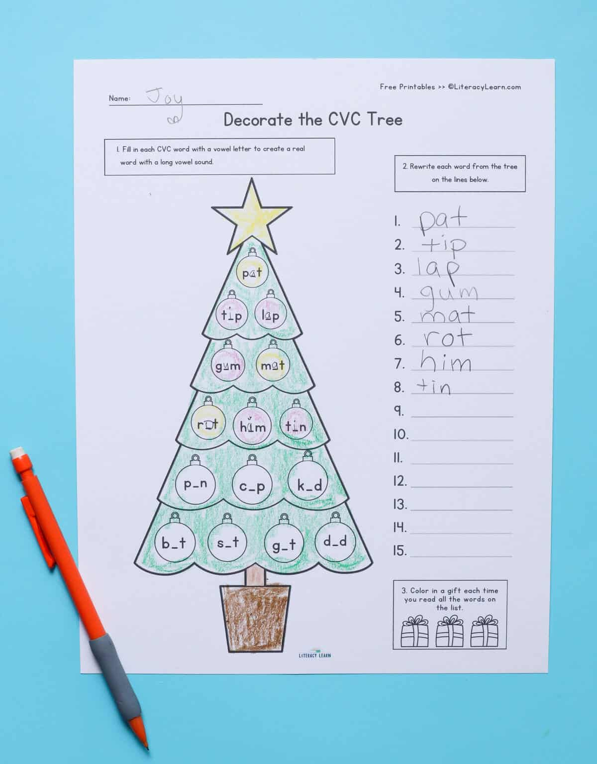 Christmas Cvc Worksheets For Kindergarten - Free Printables with Kindergarten Christmas Cvc Worksheets