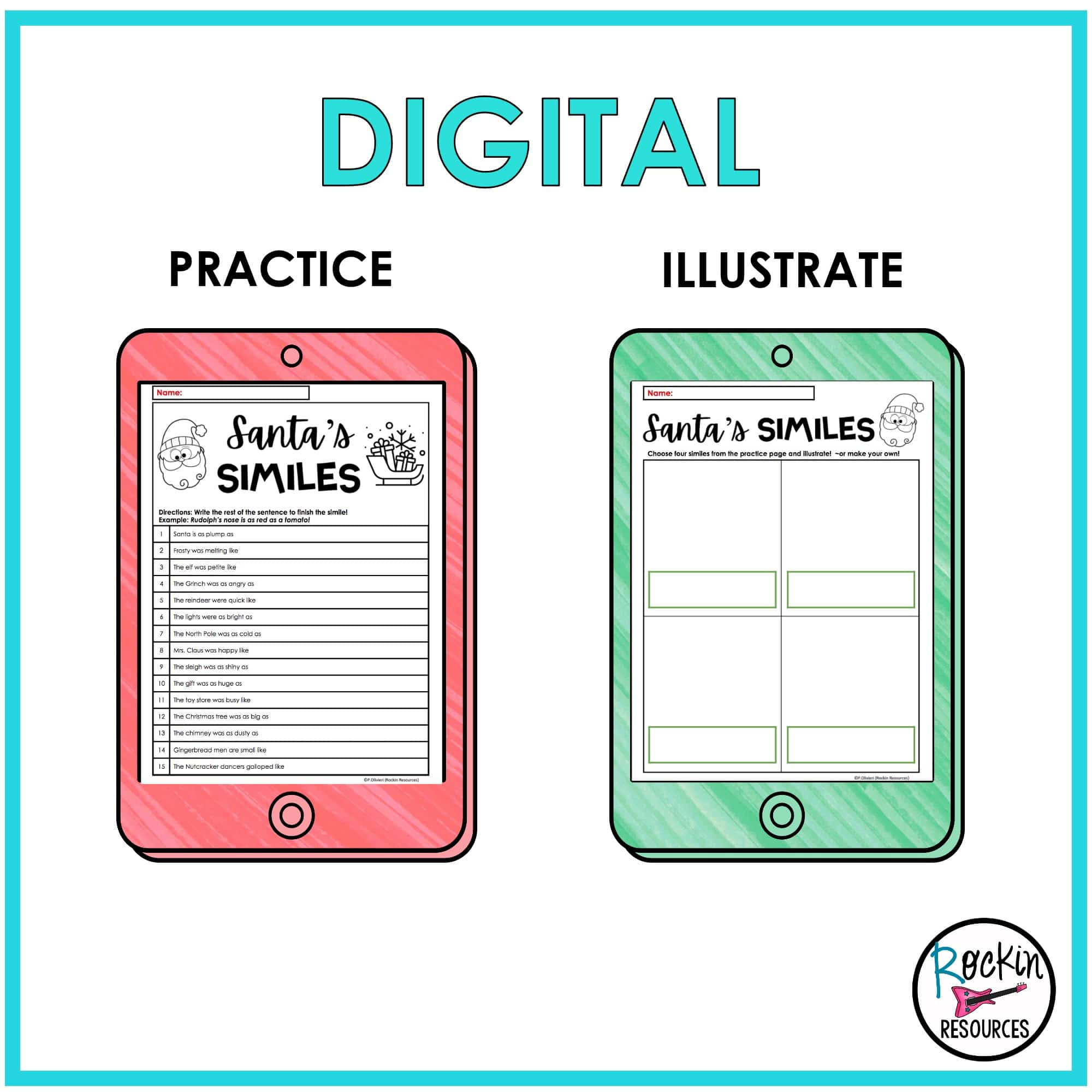 Christmas Figurative Language - Rockin Resources inside Christmas Similes And Metaphors Worksheets