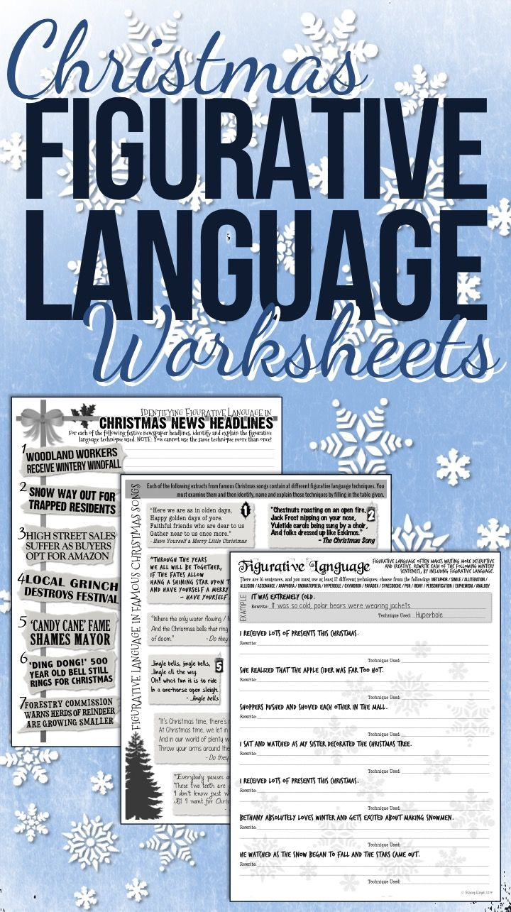 Christmas Figurative Language Worksheets with regard to Christmas Figurative Language Worksheets