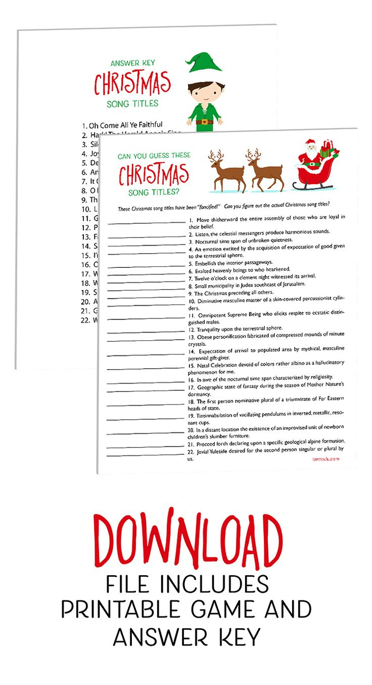 Christmas Games: Guess These Christmas Songs! inside Guess The Christmas Song Worksheets Answers