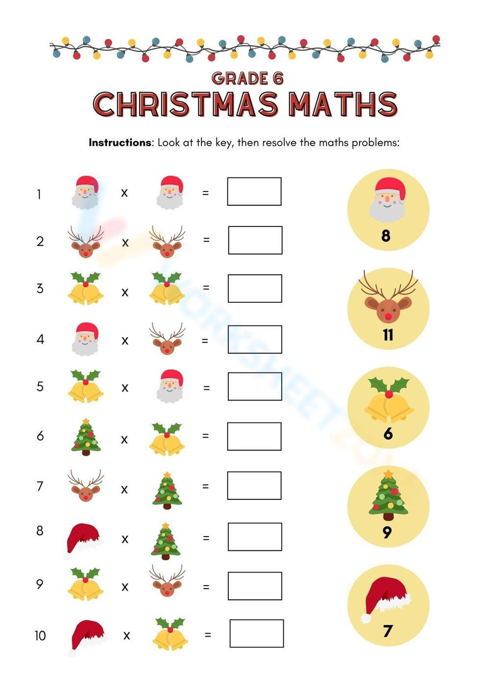 Christmas Grade 6 Math Worksheet Worksheet regarding 6Th Grade Christmas Math Worksheets