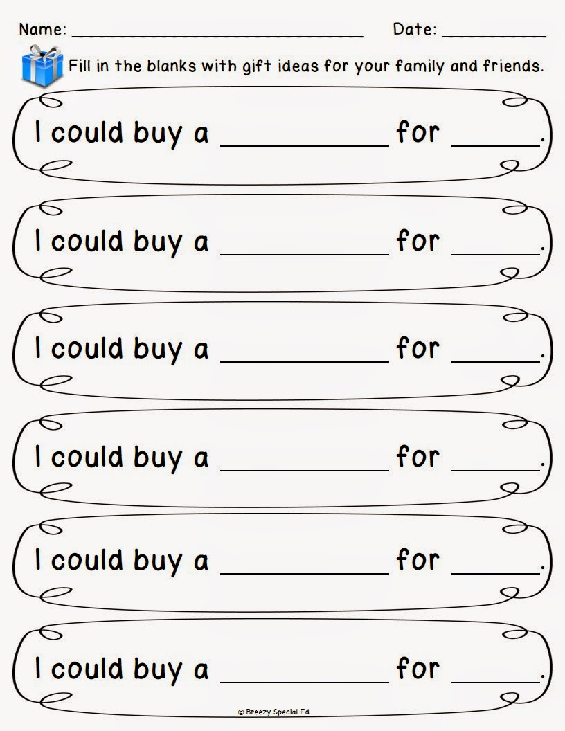 Christmas/Holiday Shopping Worksheets For Free - Breezy Special Ed for Christmas Shopping Math Worksheets