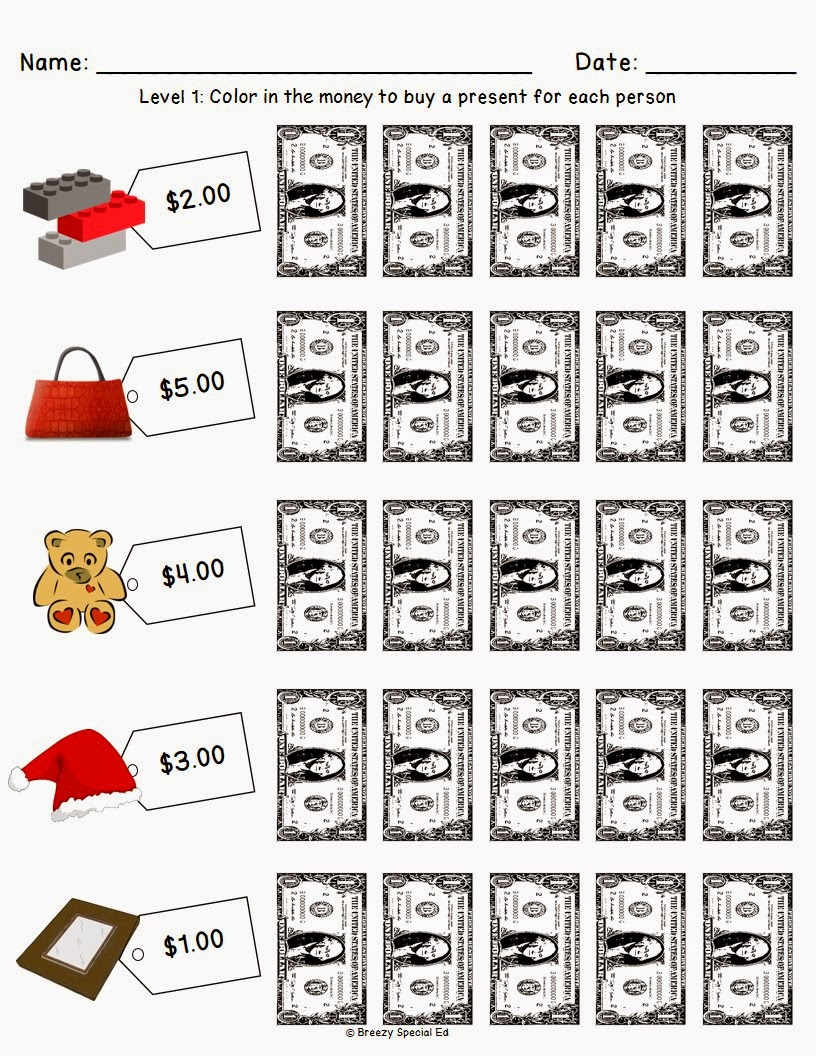 Christmas/Holiday Shopping Worksheets For Free - Breezy Special Ed for Christmas Shopping Math Worksheets