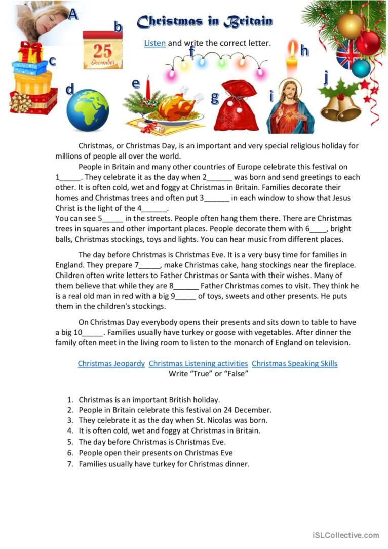 Christmas In Britain General Readin…: English Esl Worksheets Pdf &amp;amp; Doc within Christmas in Britain Worksheets