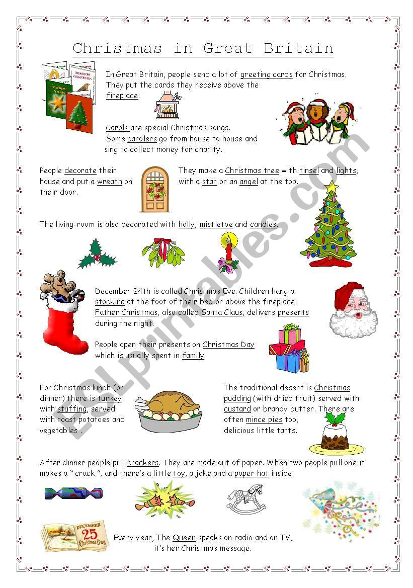 Christmas In Great Britain - Esl Worksheetnathalie891 intended for Christmas in Britain Worksheets