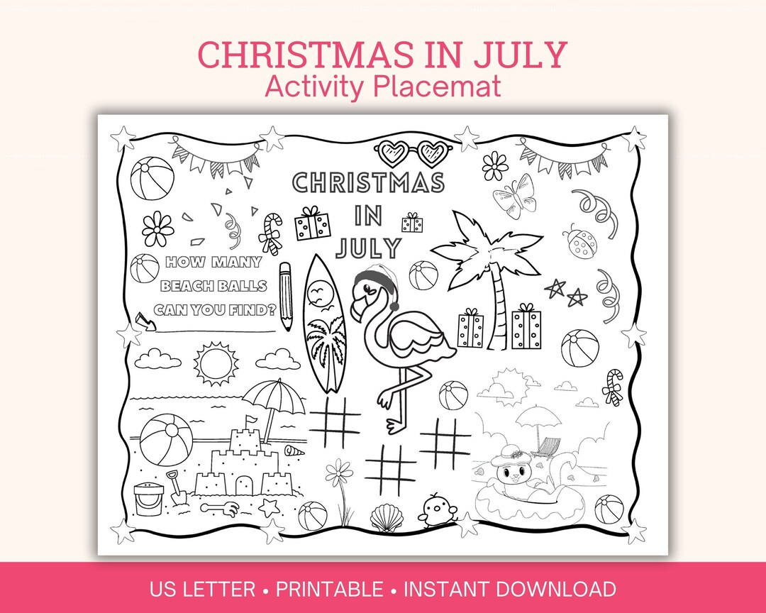 Christmas In July Printable Activity Sheet For Kids, Coloring within Christmas In July Worksheets