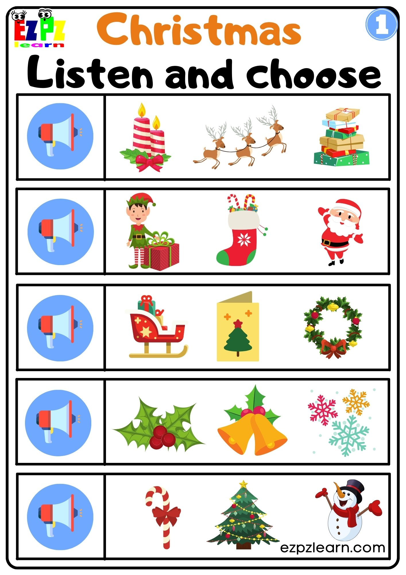 Christmas Interactive Worksheet Listen And Choose The Correct within K5 Learning Christmas Worksheets