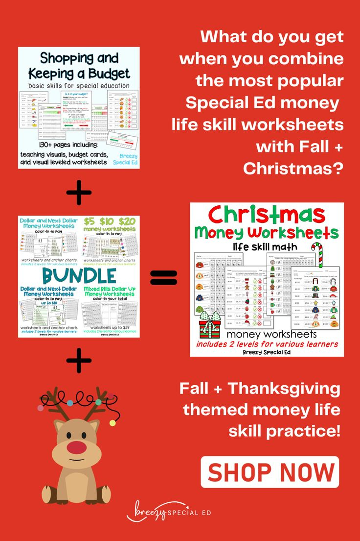 Christmas Life Skill Money Math + Budget Worksheets For Special inside Christmas Money Math Worksheets