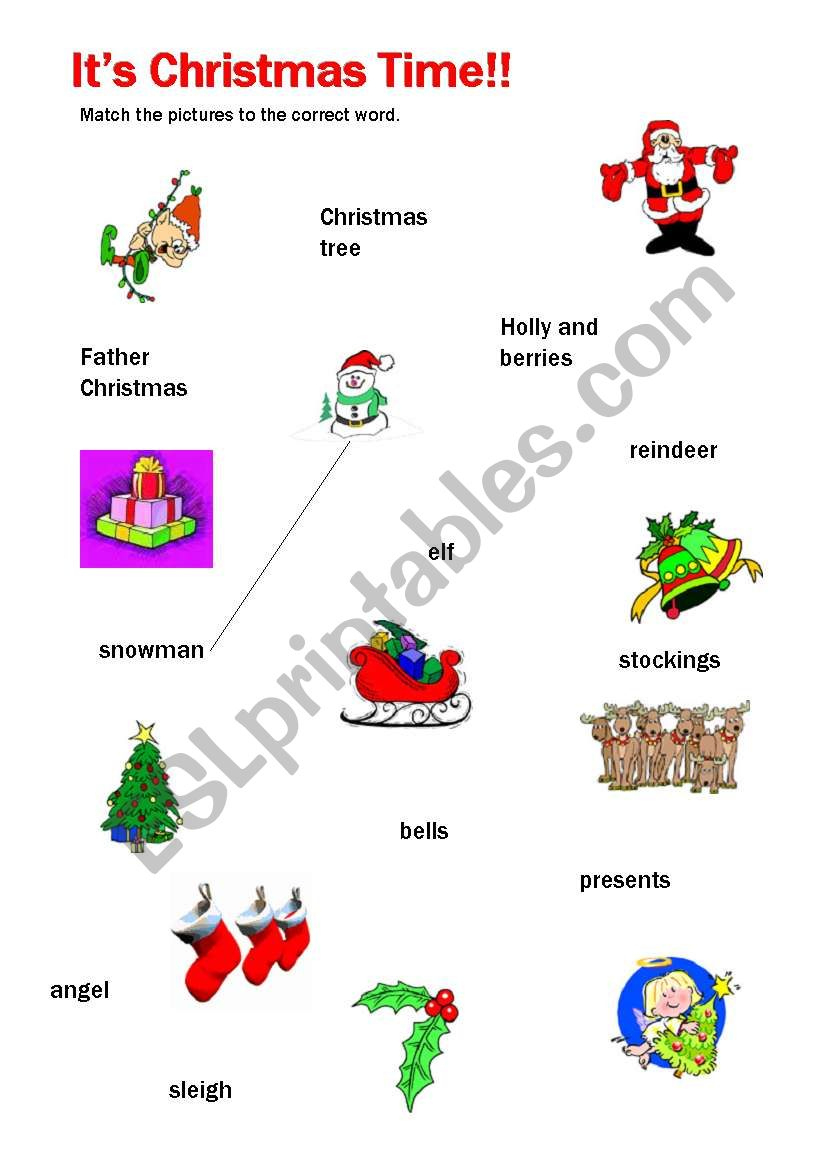 Christmas Match Up - Esl Worksheetmuppet007 - Worksheets Library regarding Christmas Match Up Worksheets