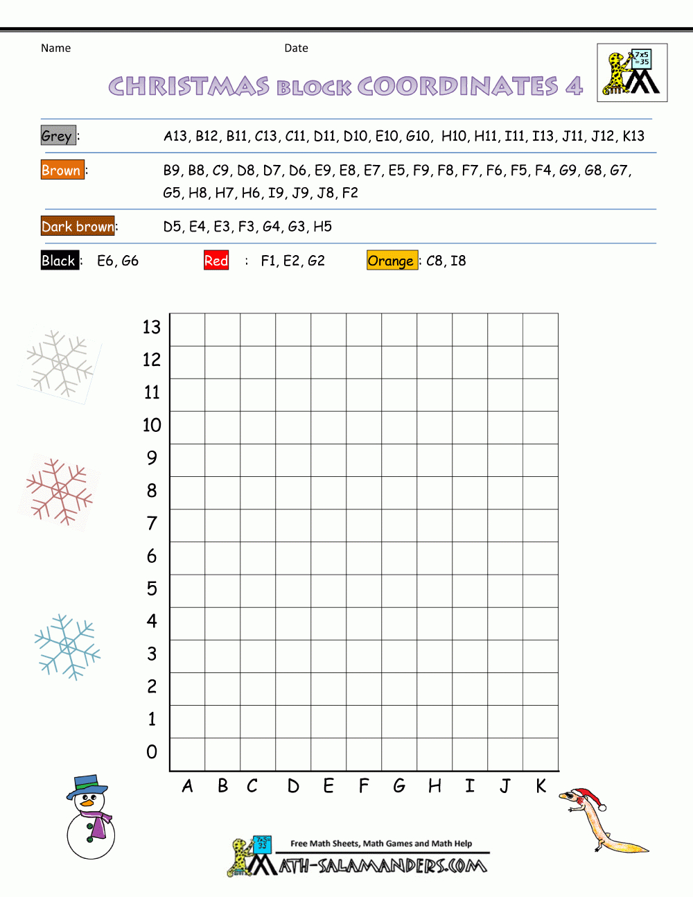 Christmas Math Activities intended for Free Christmas Coordinates Worksheets