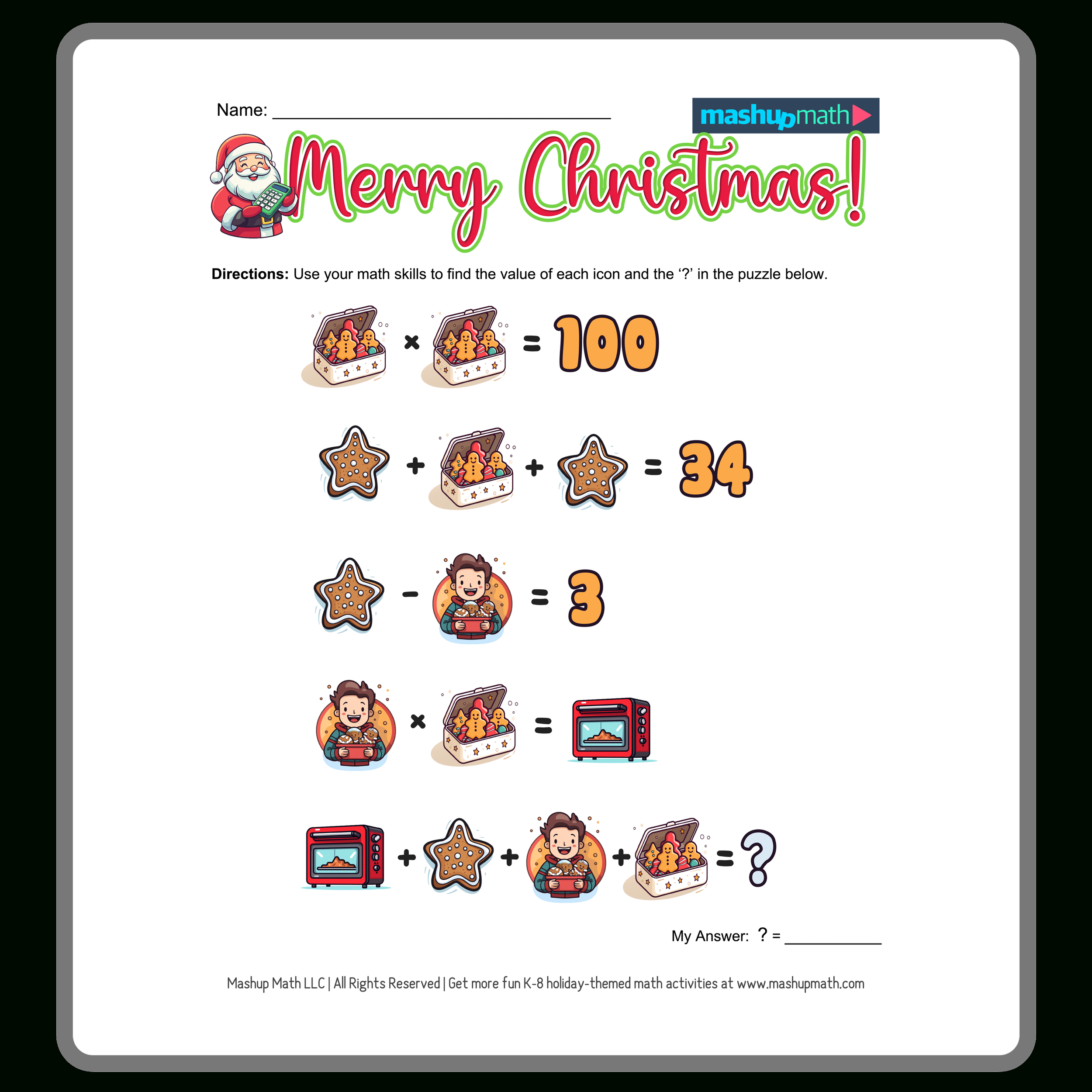 Christmas Math Worksheets For K-8—Printable With Answers — Mashup Math within Christmas Shopping Math Worksheets