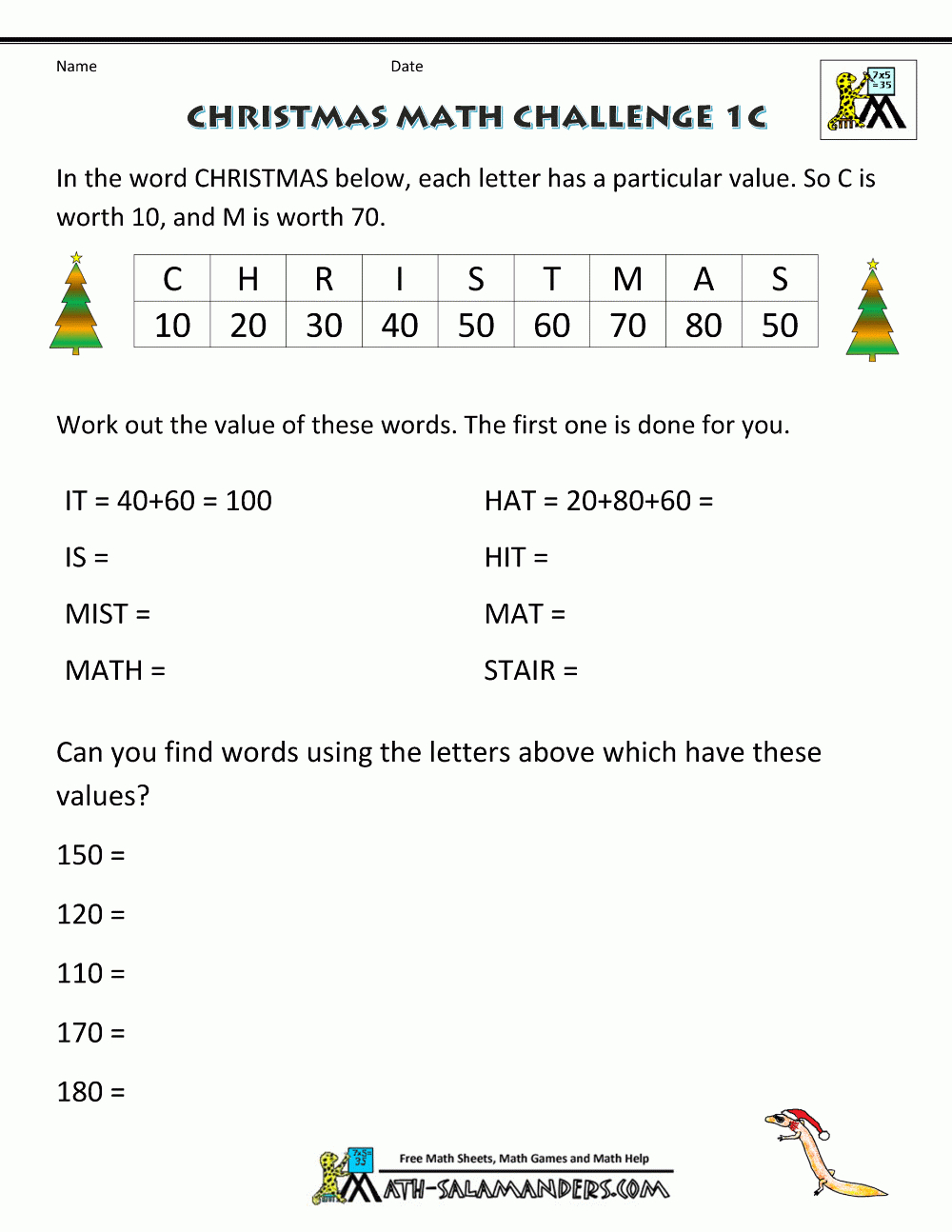 Christmas Math Worksheets (Harder) with regard to 5Th Grade Christmas Worksheets