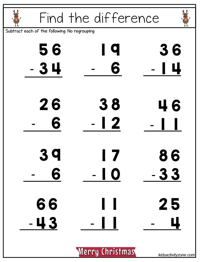 Christmas Math Worksheets - Middle Elmentary - Kids Activity Zone inside Christmas Math Worksheets Addition