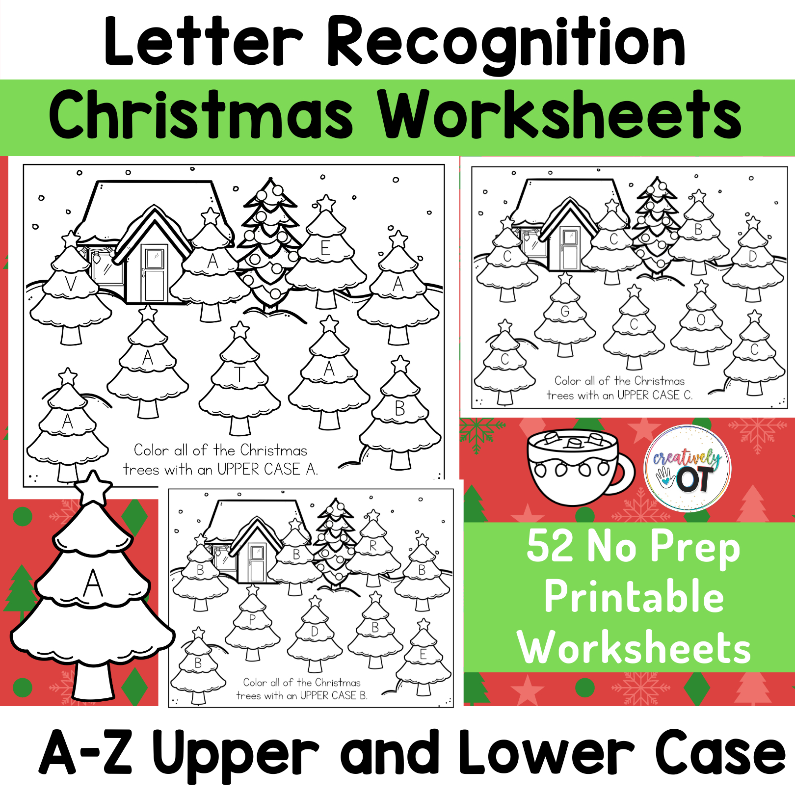 Christmas Mini Letter Recognition And Visual Scanning A-Z inside Christmas Letter Recognition Worksheets
