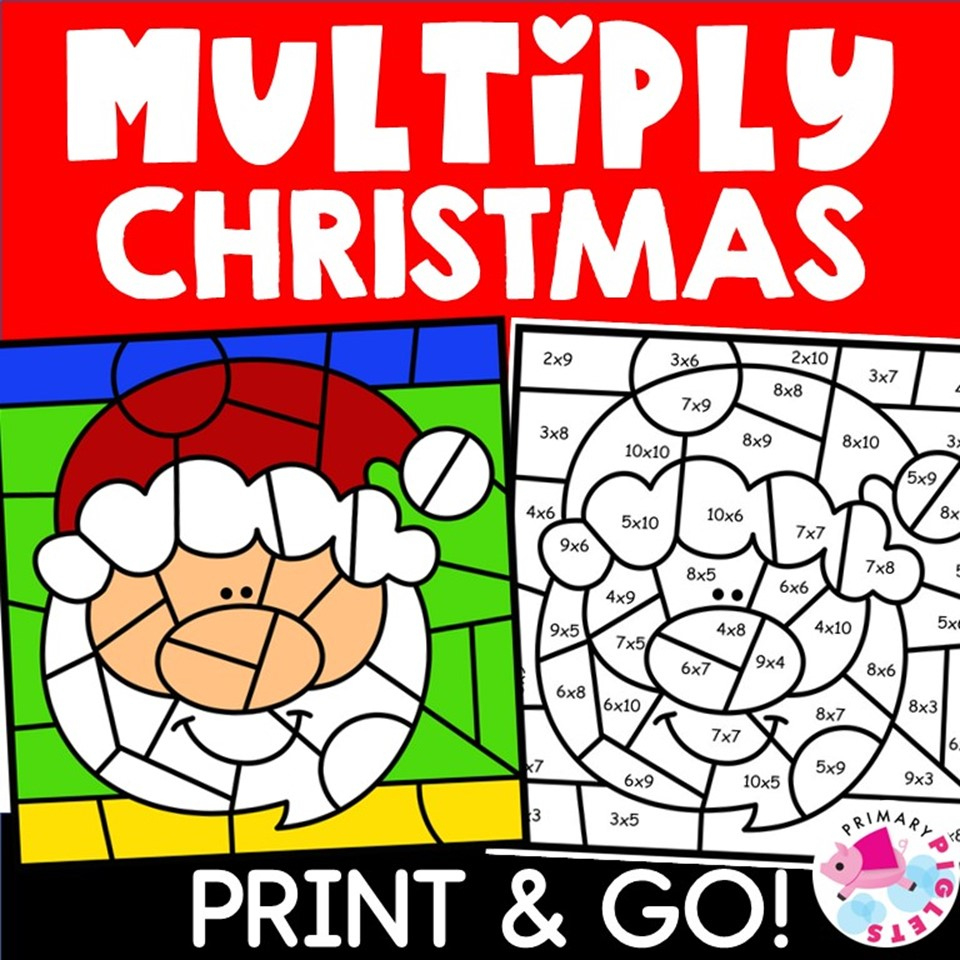 Christmas Multiplication Colornumber Code Worksheets | Made with Christmas Multiplication Color by Number Printable Worksheets