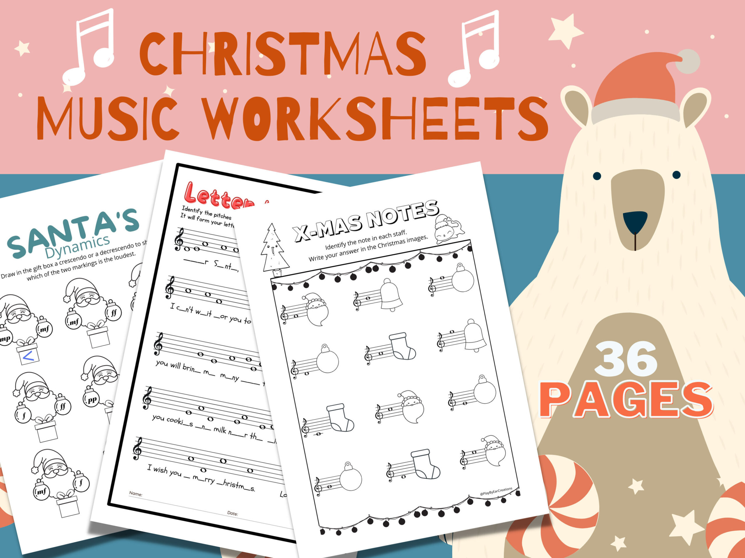 Christmas Music Worksheets - Printable - Instant Download - Music regarding Christmas Music Worksheets
