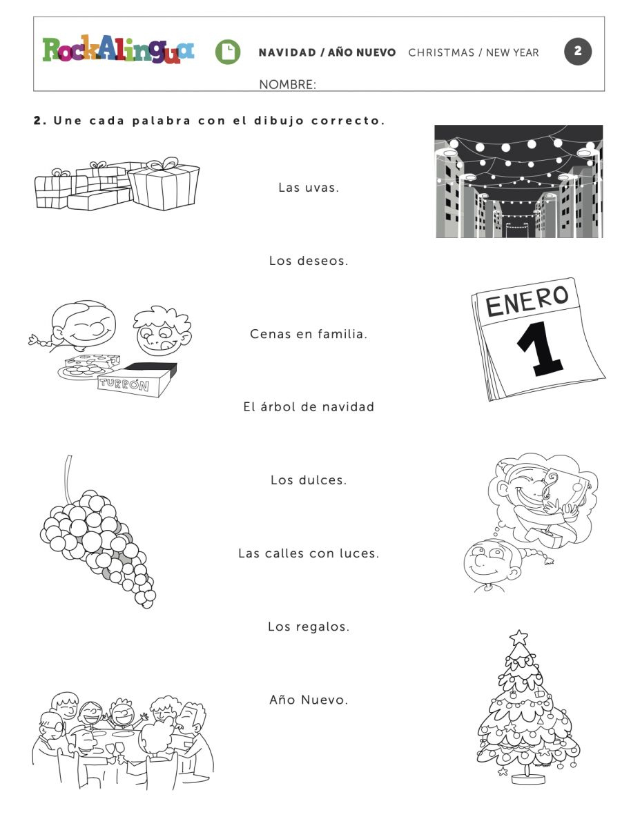 Christmas New Year Esl Worksheets For Kids inside Spanish Christmas Activities Worksheets