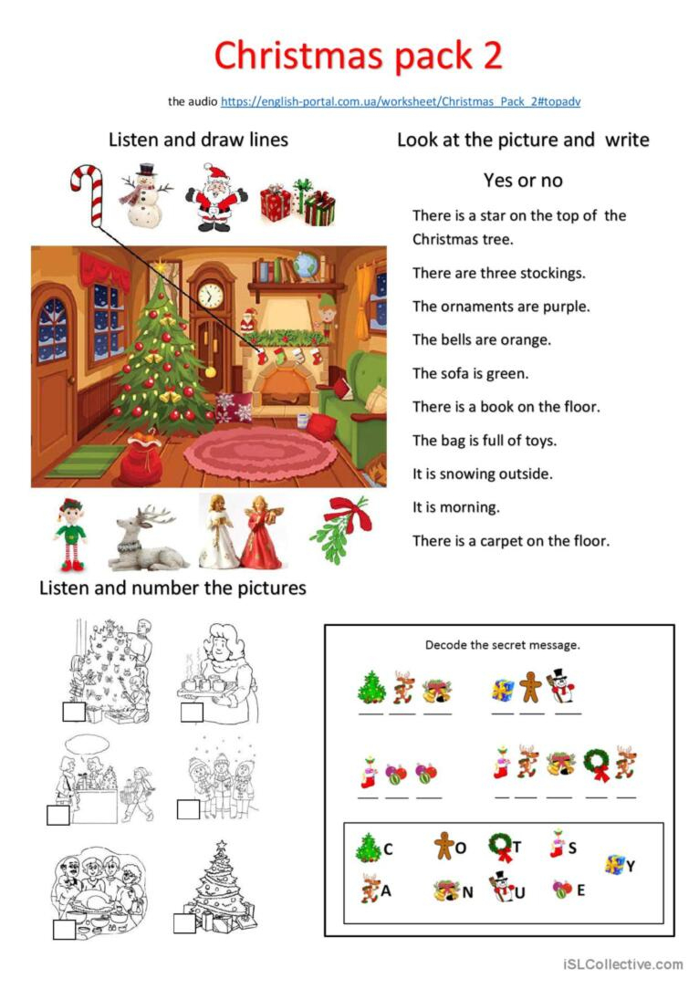 Christmas Pack: Esl Listening, Readi…: English Esl Worksheets Pdf with Esl Christmas Worksheets Adults