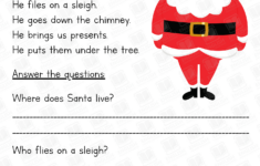 Christmas Reading Comprehension Grade 1 - English Created in Christmas Reading Worksheets 1St Grade