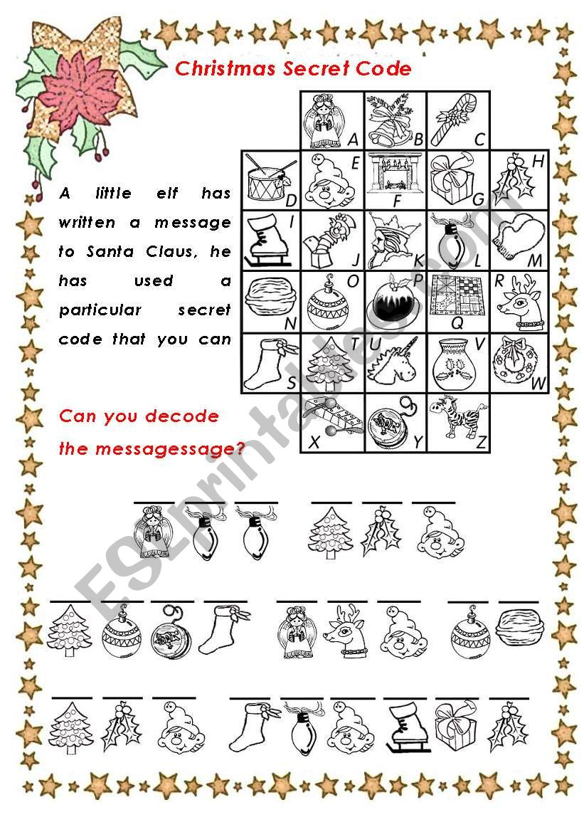 Christmas Secret Code - Esl Worksheetchiaretta throughout Christmas Secret Message Worksheets