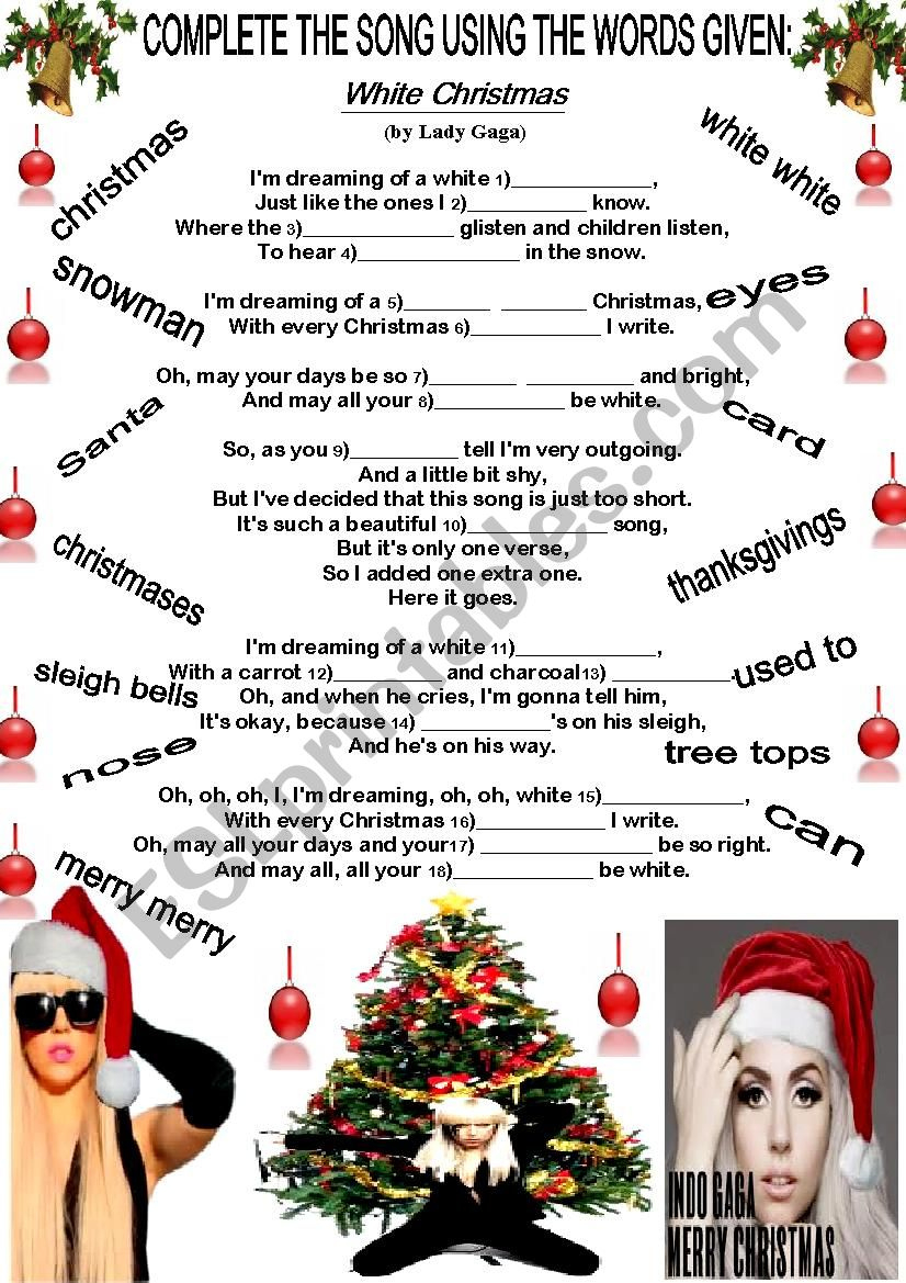 Christmas Song - Esl Worksheetbeauty And The Best pertaining to Christmas Song Worksheets with Pictures