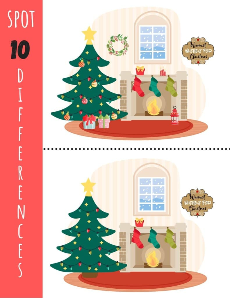 Christmas Spot The Difference - Free Printable! - Kids Activity Zone in Christmas Spot the Difference Worksheets